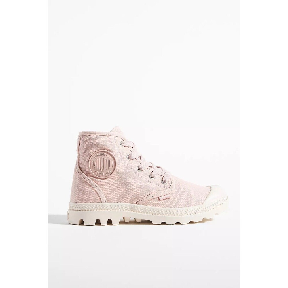 Palladium Pampa Hi Sneakers Wom Sz 9.5 Lt Pink Canvas Lug Sole Side Zip Anthro